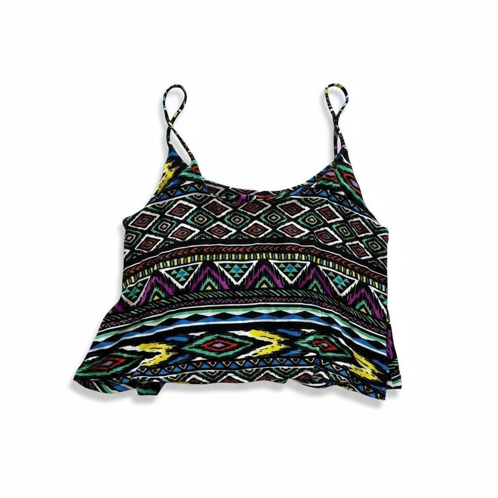 Nollie Womens XS Geometric Tribal Print Spaghetti Strap Camisole Top Multicolor